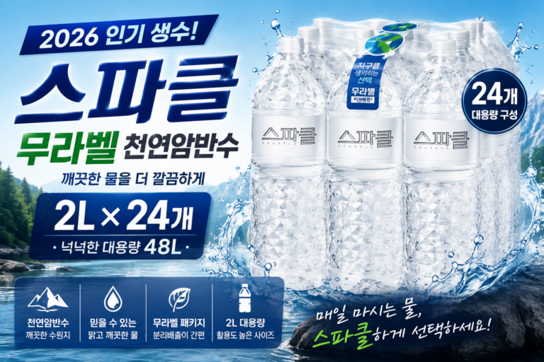 집에 넉넉하게 쟁여두기 좋은 스파클 무라벨 생수 2L 24병